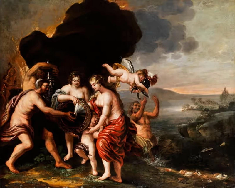 La dea Tetis riceve dalle mani di Vulcano le armi per Achille
